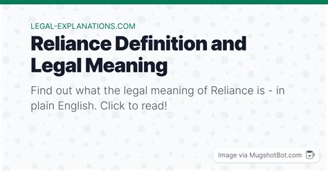 reliance meaning in law
